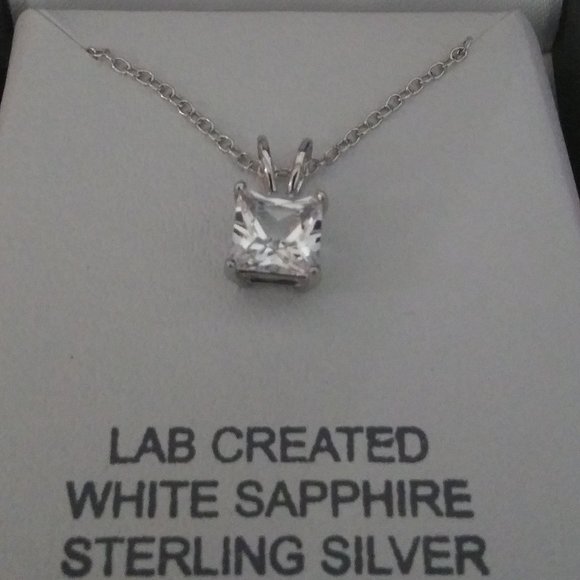 White Sapphire Sterling Silver Necklace - Picture 5 of 5